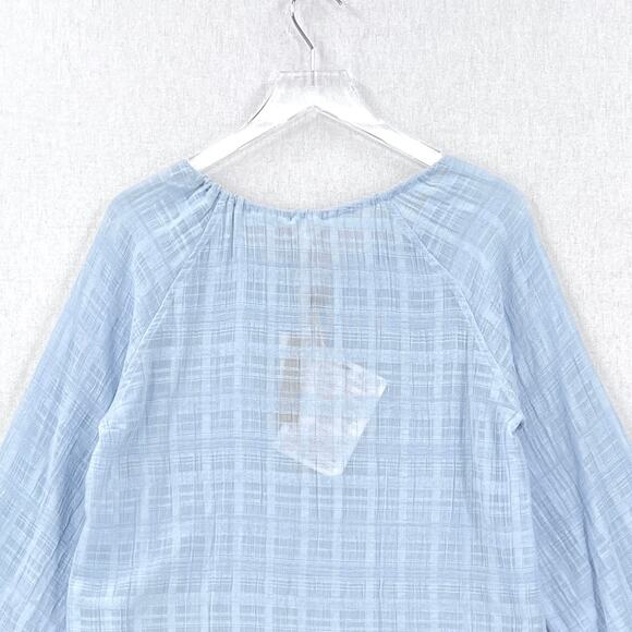 SKIN WORLDWIDE Textured Cotton Gauze Pajama Top Womens 2 Medium Light Blue NEW - Picture 7 of 16